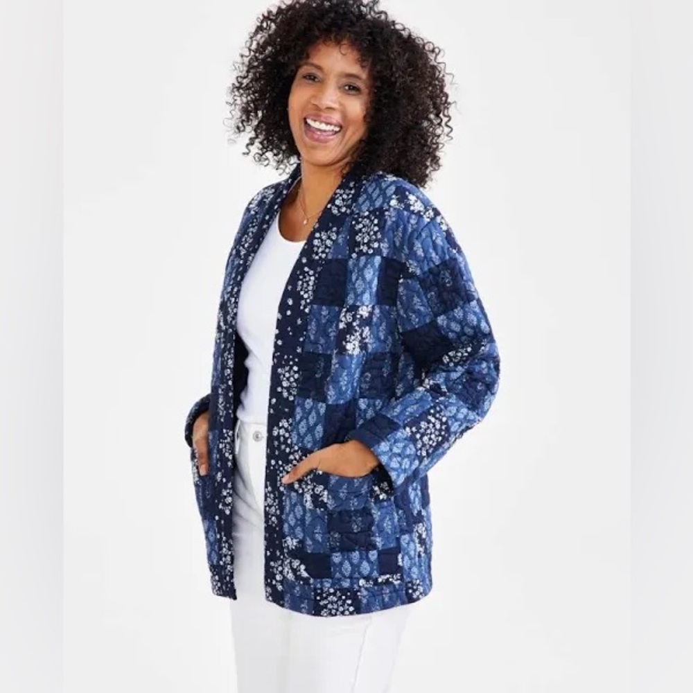 Women's Blue Patchwork Jacket